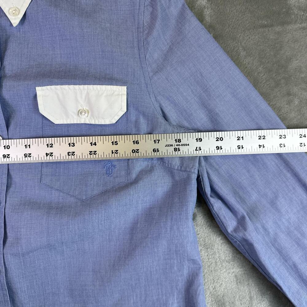 Tory Burch Button Up Shirt Women’s Size 8 Blue White Contrast Collar Preppy - Picture 5 of 7